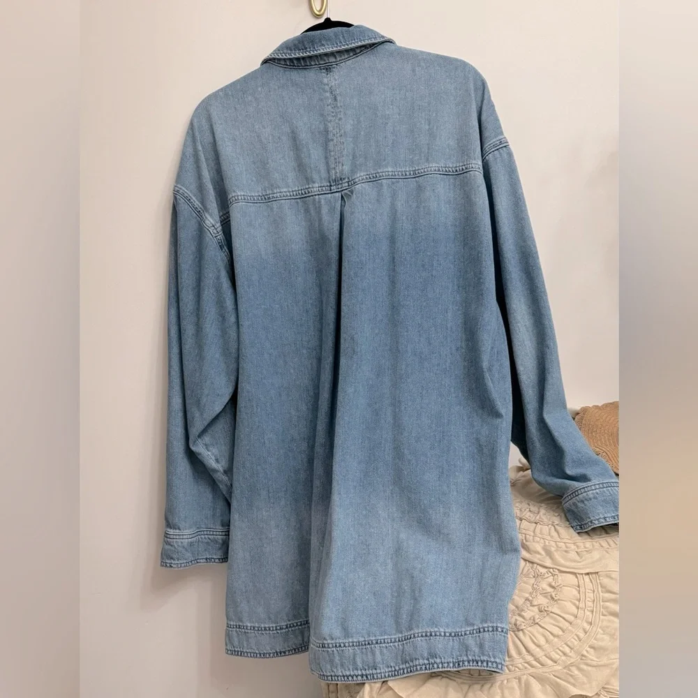 Free People Sz XL Nuray Denim Shirtdress - Picture 6 of 8